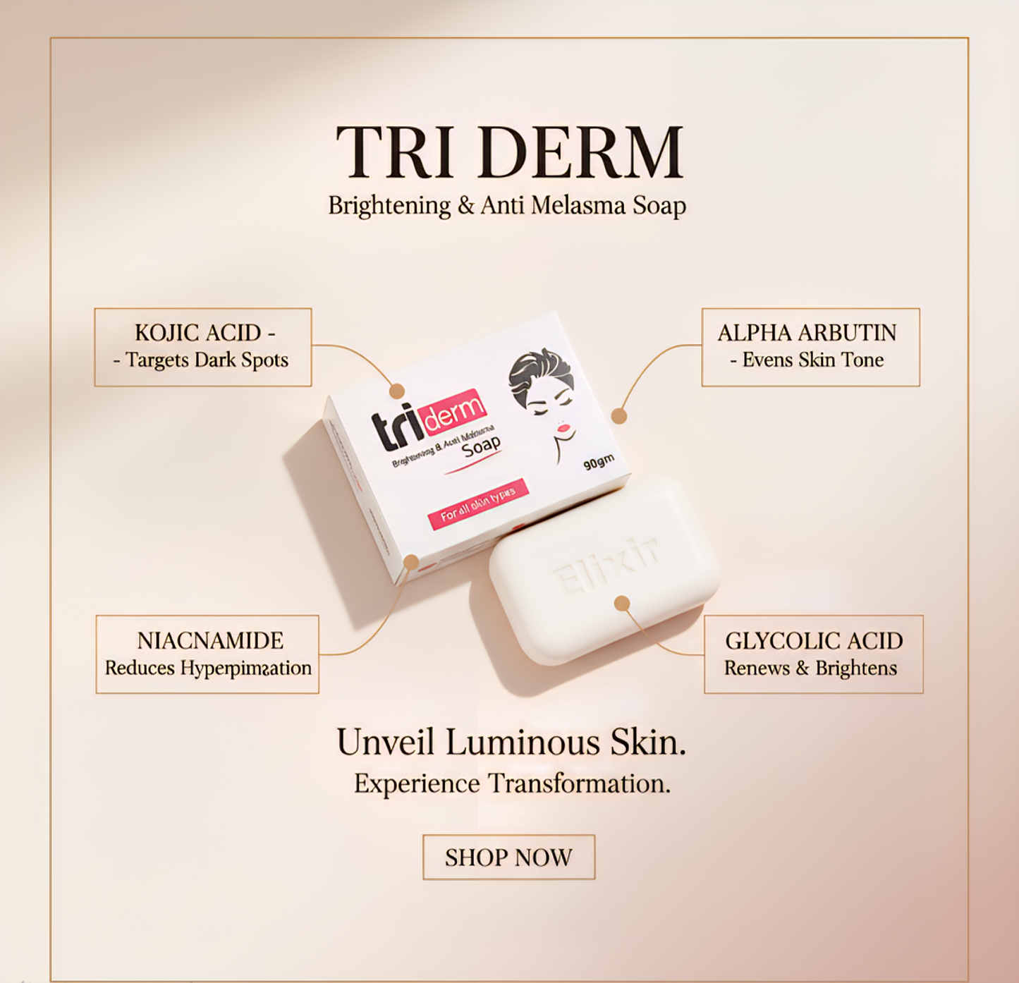TriDerm Kojic Acid Soap | Melasma & Dark Spot Brightening Bar