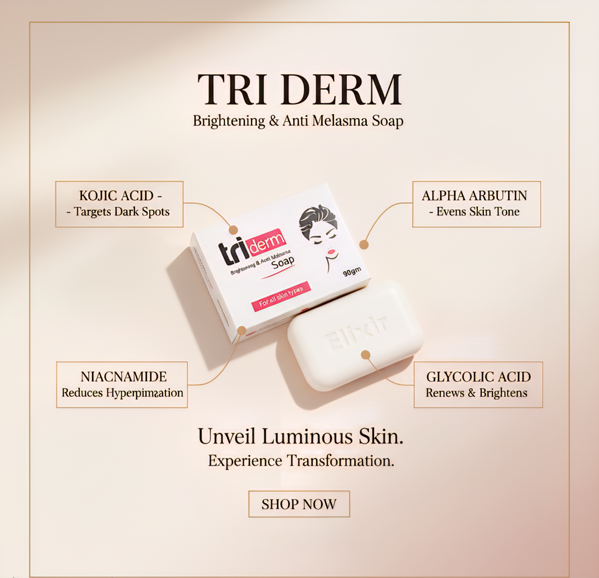 TriDerm Kojic Acid Soap | Melasma & Dark Spot Brightening Bar