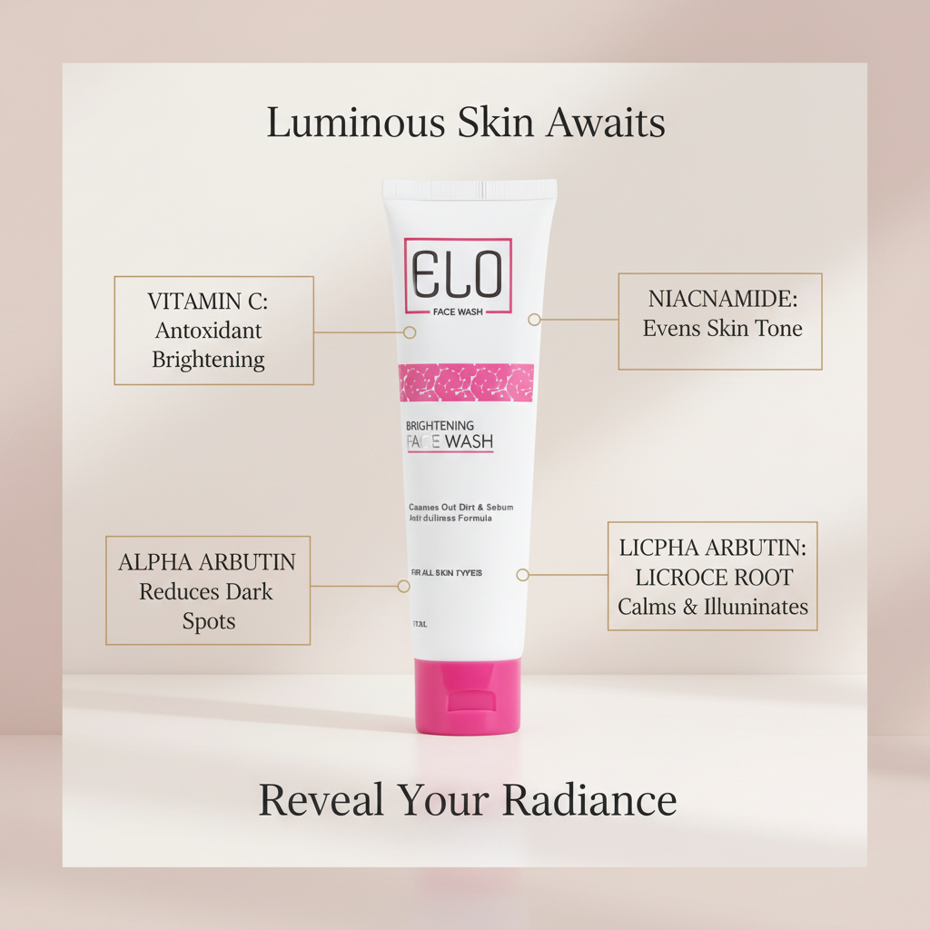 Elo Alpha Arbutin Brightening Face Wash | Glycolic Acid Skin Brightening Cleanser