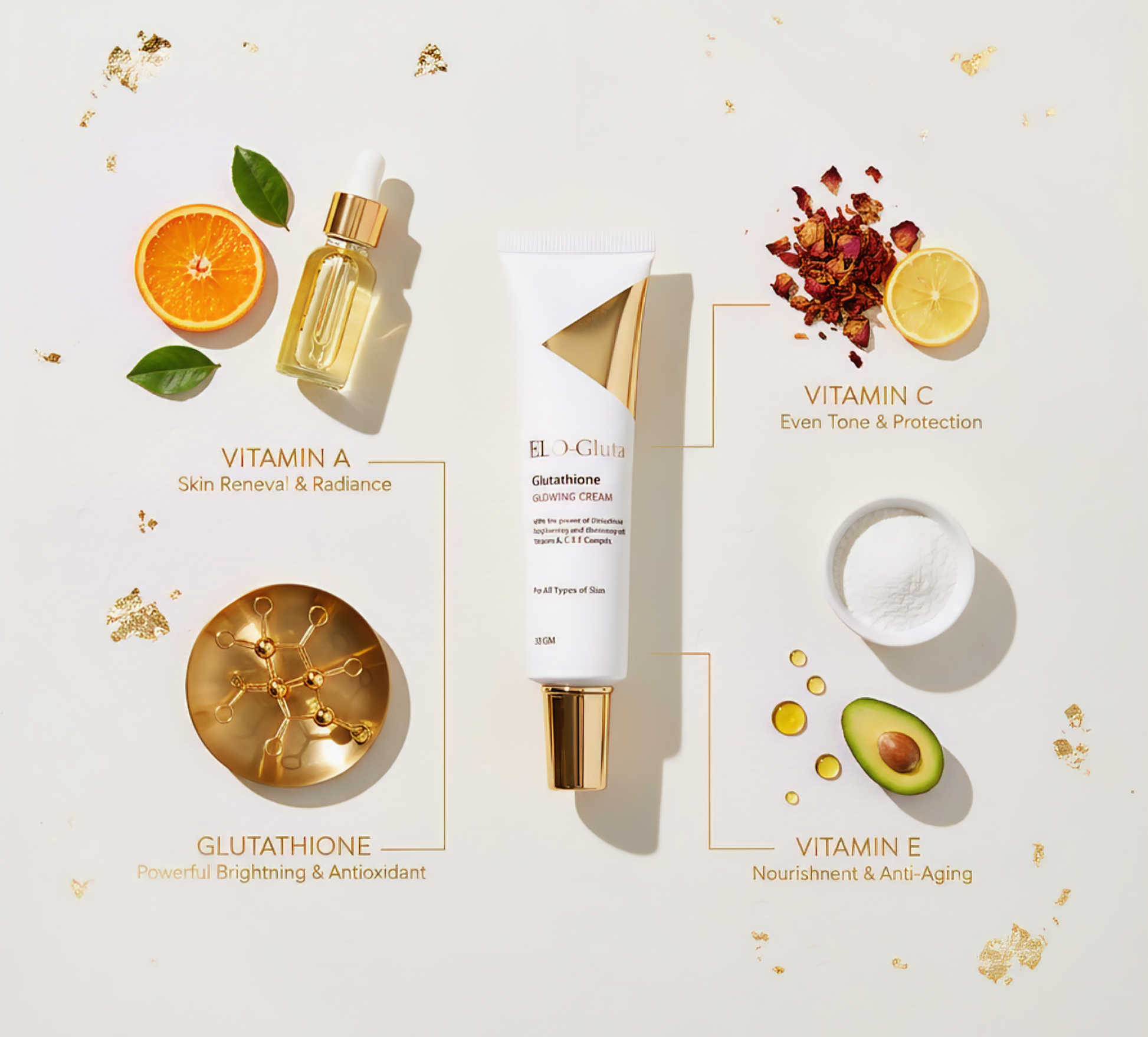 Elo-Gluta Glutathione Face Cream | Vitamin C & A Brightening Formula