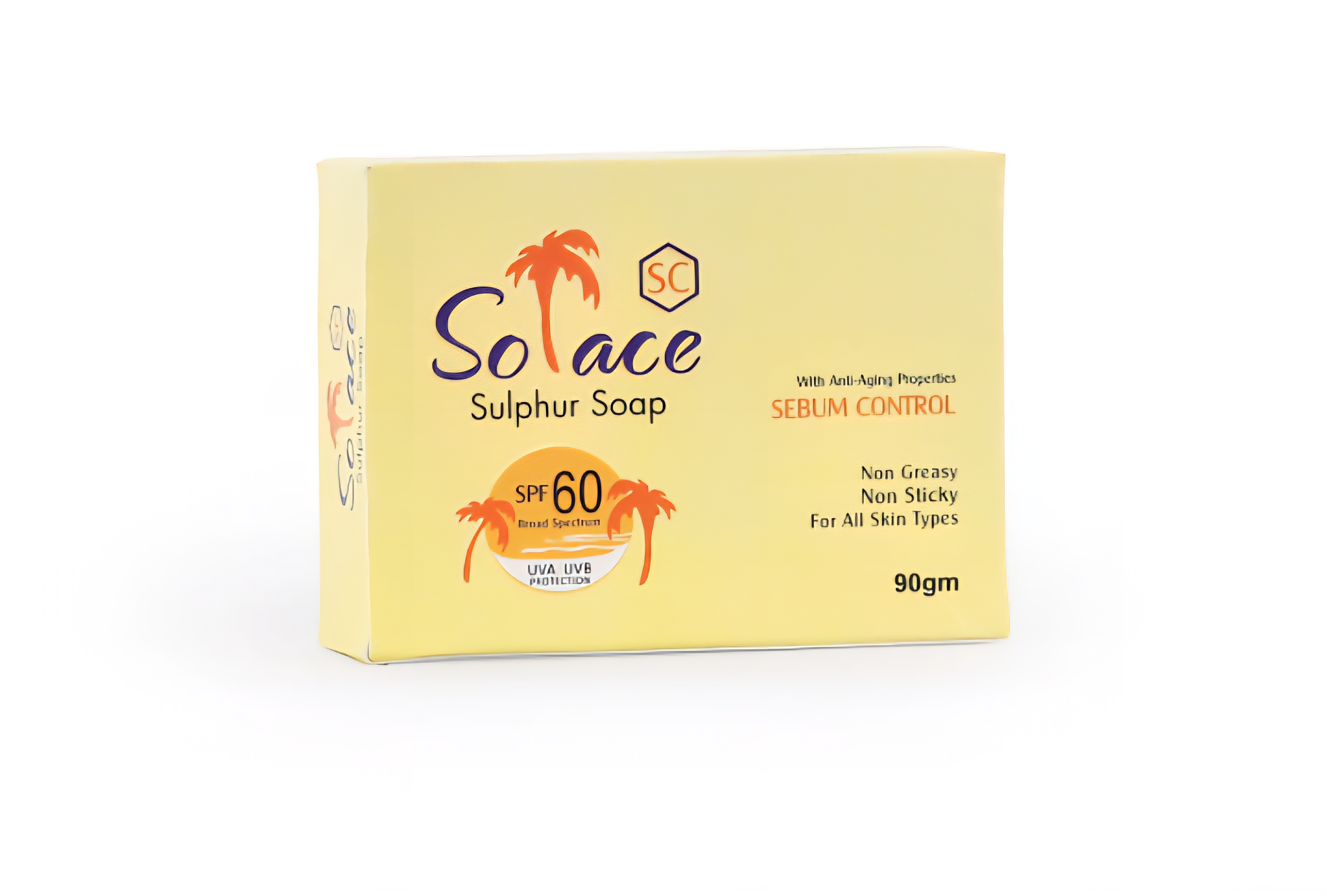 Solace Sulphur Medicated Soap | Acne & Sebum Control Cleansing Bar
