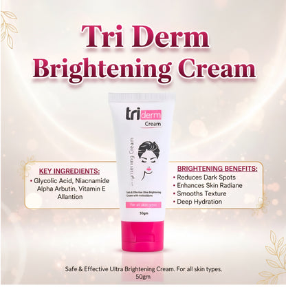 Triderm Brightening and Melasma Cream | Glycolic Acid & Alpha Arbutin
