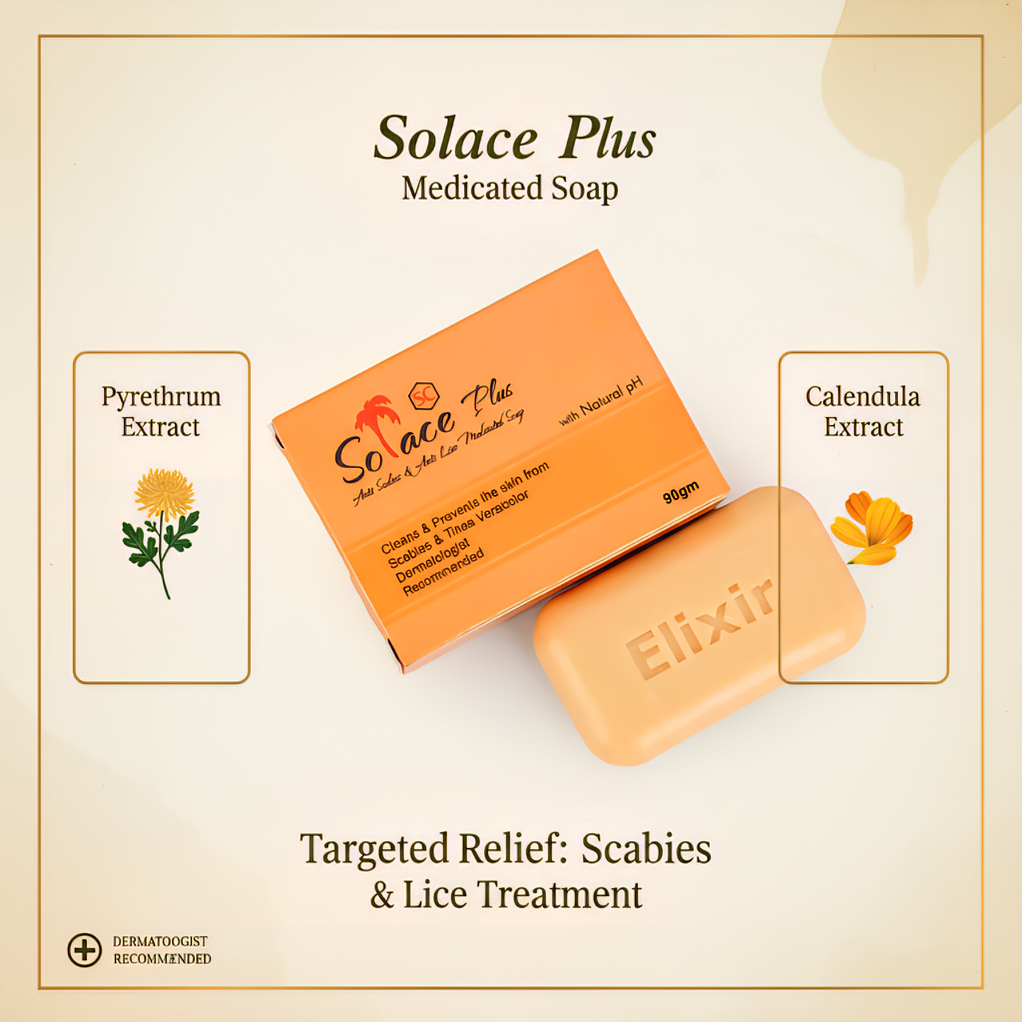 Solace Plus Medicated Soap | Anti-Scabies & Anti-Lice Soothing Bar