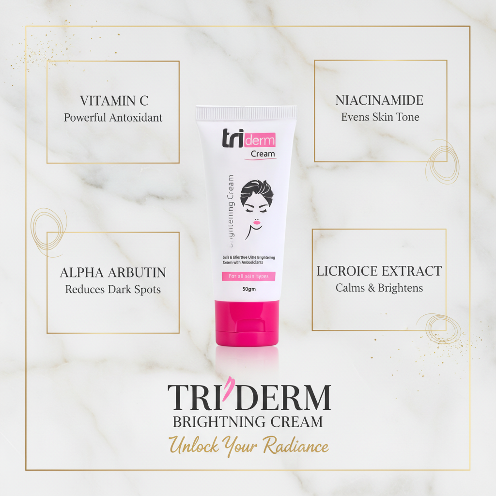 Triderm Brightening and Melasma Cream | Glycolic Acid & Alpha Arbutin