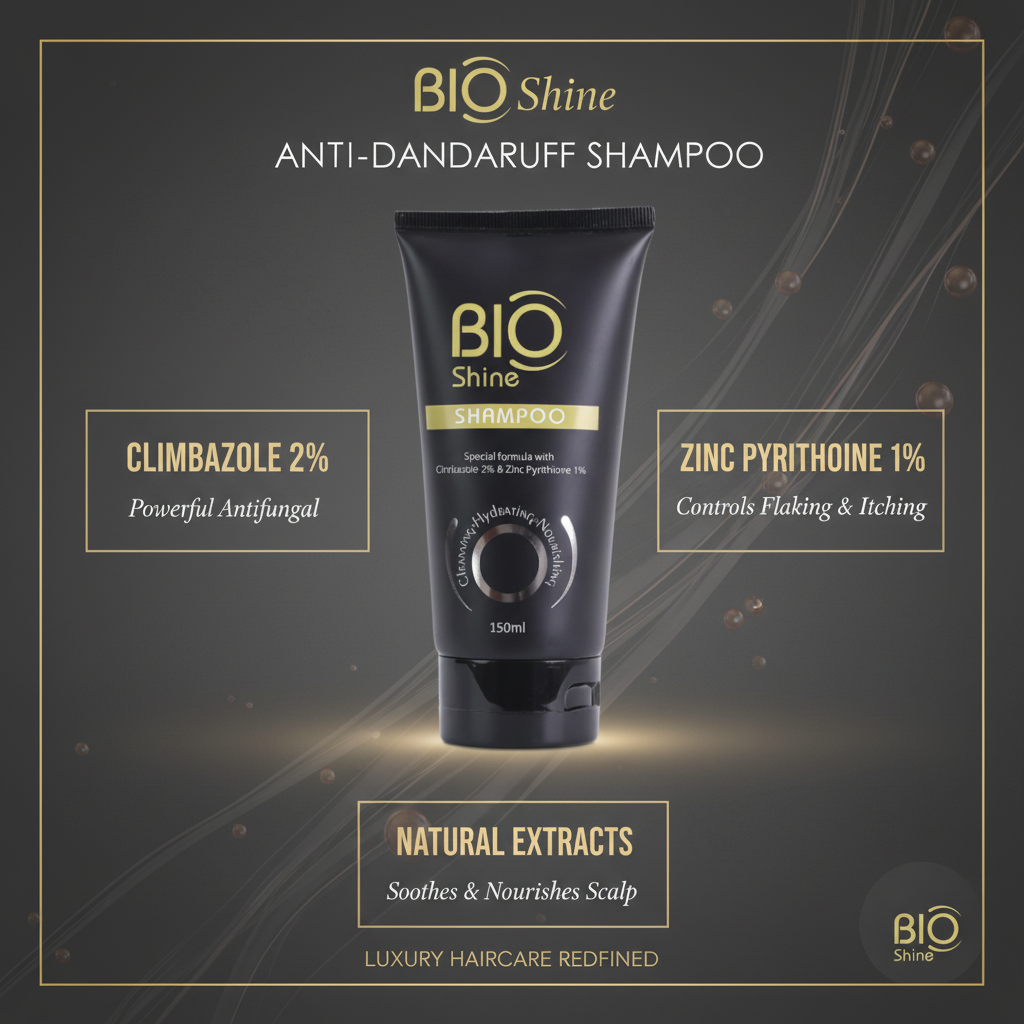 Bio Shine Anti Dandruff Shampoo | Zinc Pyrithione and Climbazole for Itchy Scalp