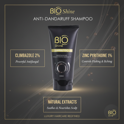 Bio Shine Anti Dandruff Shampoo | Zinc Pyrithione and Climbazole for Itchy Scalp
