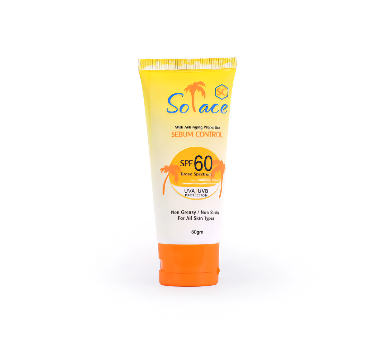 Solace Sebum Control Sunscreen SPF 60 | Oil Control Sunblock | Broad Spectrum UVA & UVB Protection | 60gm