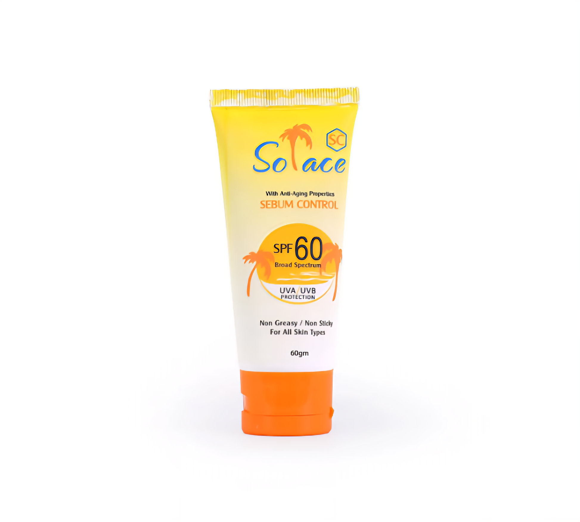 Solace Sebum Control Sunscreen SPF 60 | Oil Control Sunblock | Broad Spectrum UVA & UVB Protection | 60gm